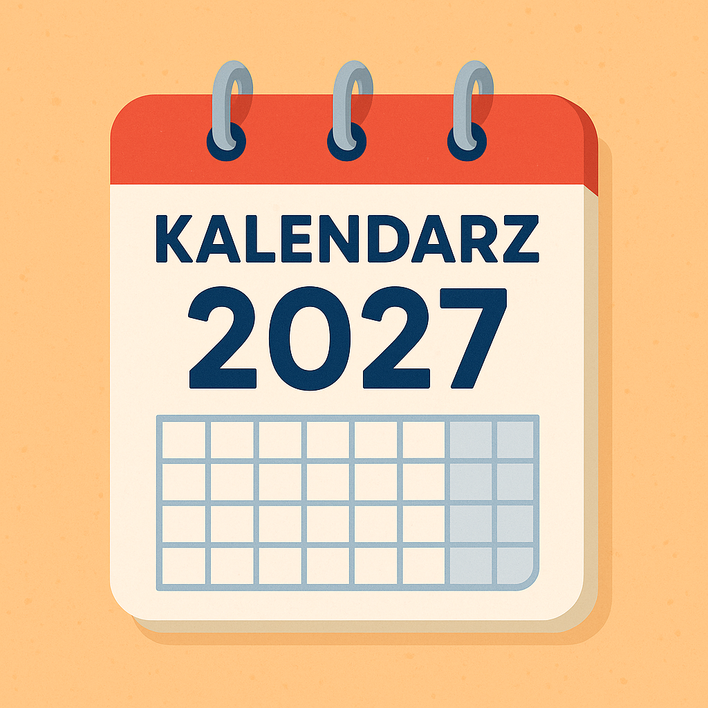 Kalendarz 2027 z zaznaczonymi dniami wolnymi - podgląd